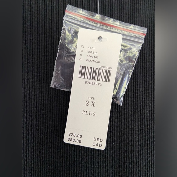 Anthropologie Black Beaded Applique Tank Top Sleeveless Ribbed Cotton Knit Sz 2X - Picture 10 of 16